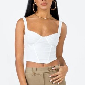 Princess Polly Cream Fitted Tank Top